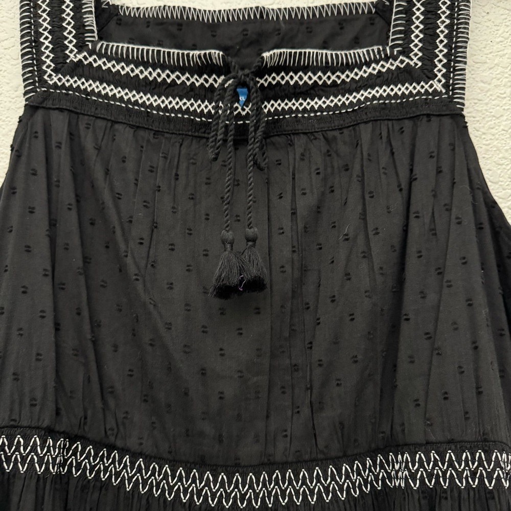 Old Navy Sleeveless Waist Defined Embroidered Clip Dot Maxi Dress Black NWT - Picture 5 of 16